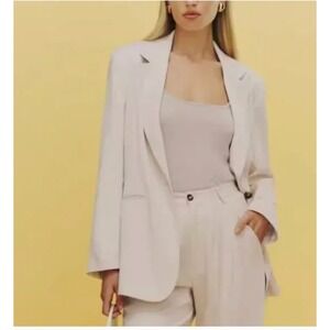 NWT Reformation Classic Relaxed Blazer Oyster Cream Linen Blend Womens Size L